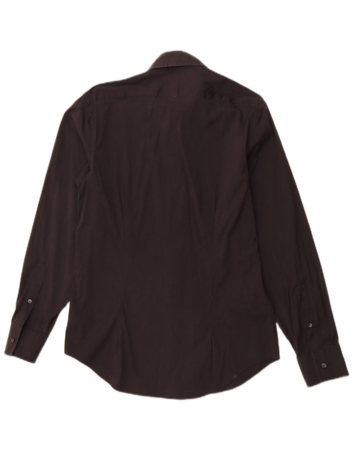 CALVIN KLEIN Camicia slim fit da uomo taglia 39 15 1/2 media cotone nero