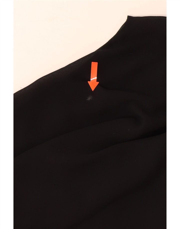 ZARA Camicetta a Maniche Lunghe da Donna UK 14 Large Nero Poliestere