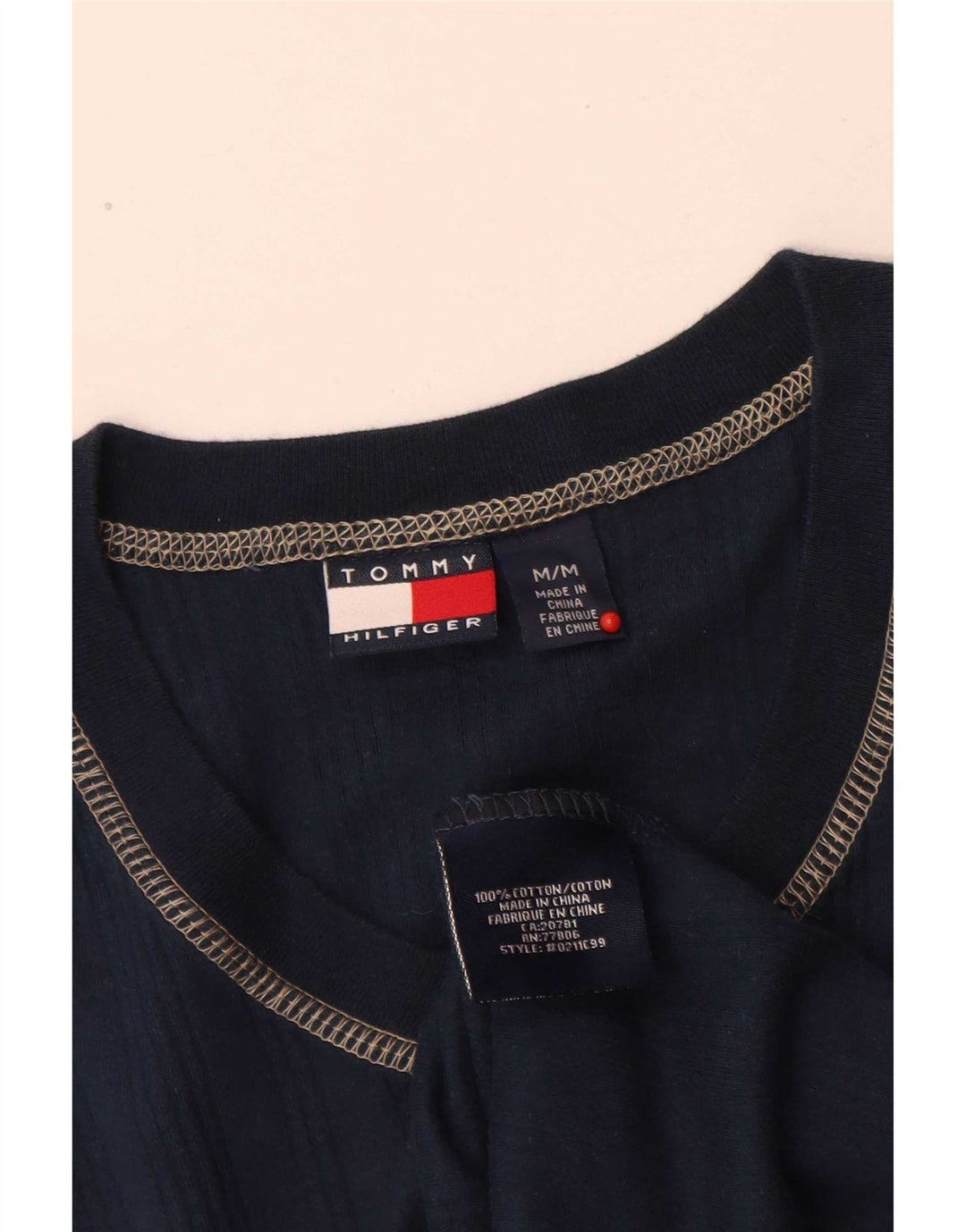 T-shirt da uomo Tommy Hilfiger Top in cotone blu navy medio