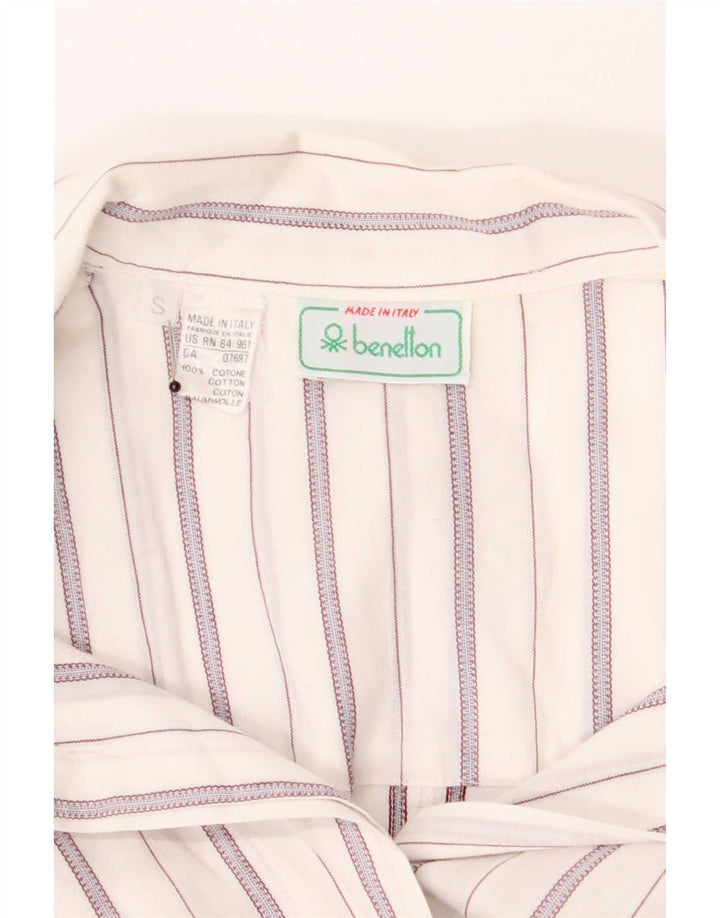 Camicia pullover con maniche a 3/4 da donna Benetton UK 10 Small White Striped