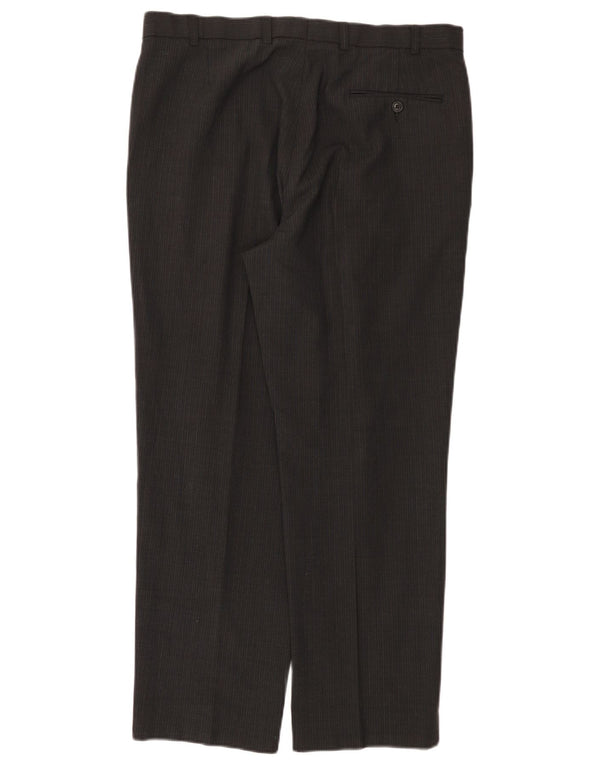 Pantaloni chino dritti da uomo Marks & Spencer W36 L29 gessati neri