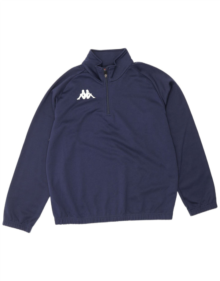 Felpa Kappa da uomo con zip e collo, maglione medio, blu navy, in poliestere