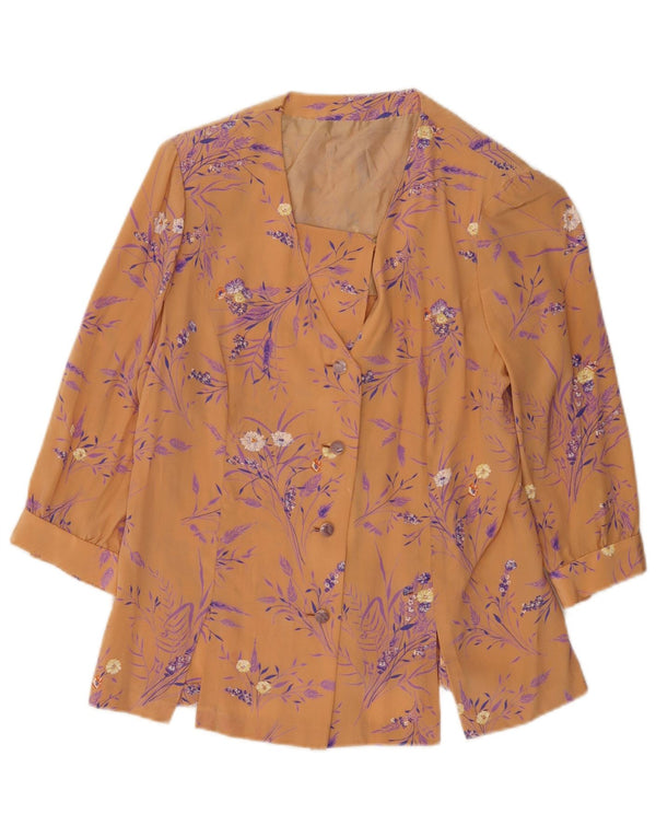 Set gonna vintage da donna in 2 pezzi UK 12 medio W30 arancione floreale