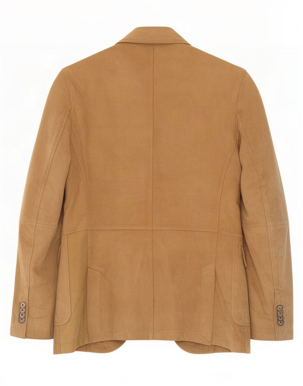 Giacca blazer in pelle scamosciata da uomo a 2 bottoni Massimo Dutti UK 38 Pelle beige media