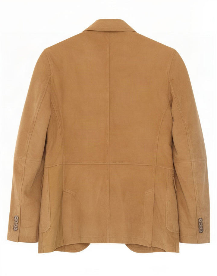 Giacca blazer in pelle scamosciata da uomo a 2 bottoni Massimo Dutti UK 38 Pelle beige media