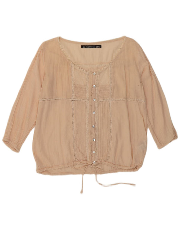 Camicetta da donna Zara UK 16 grande in cotone rosa