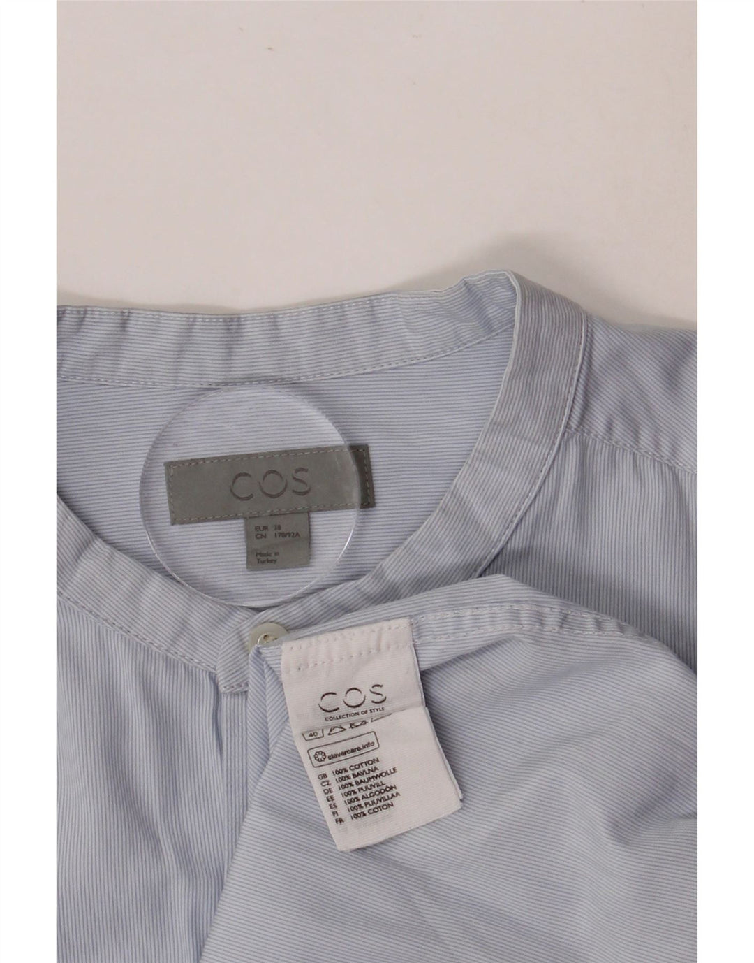 Camicia da uomo COS taglia 38 piccolo cotone gessato blu