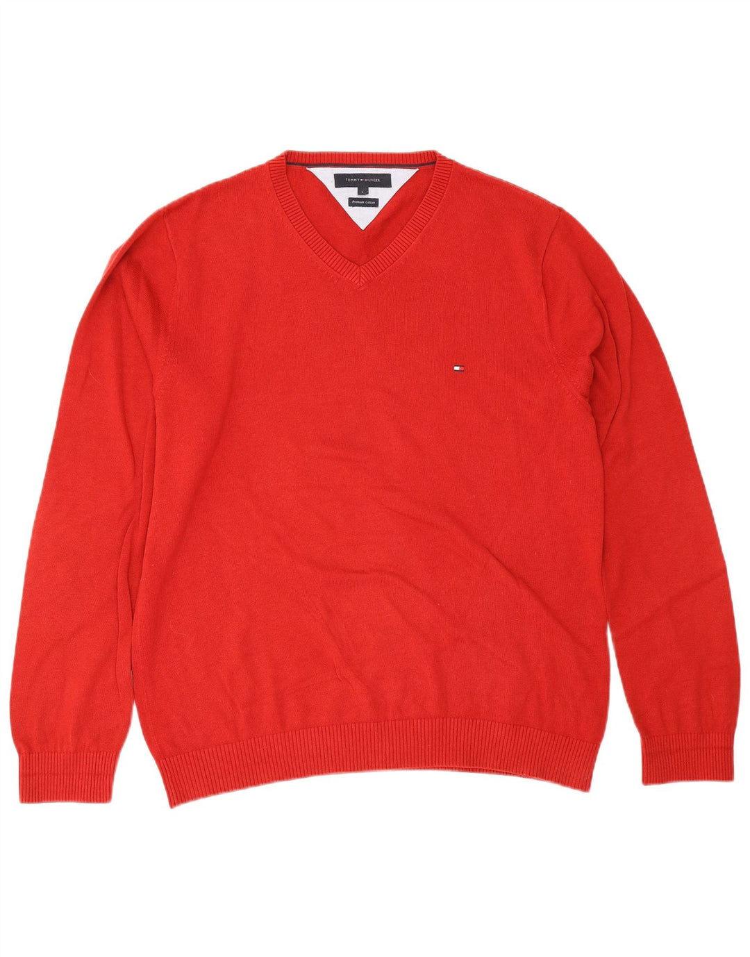 Maglione maglione con scollo a V da uomo Tommy Hilfiger grande cotone rosso