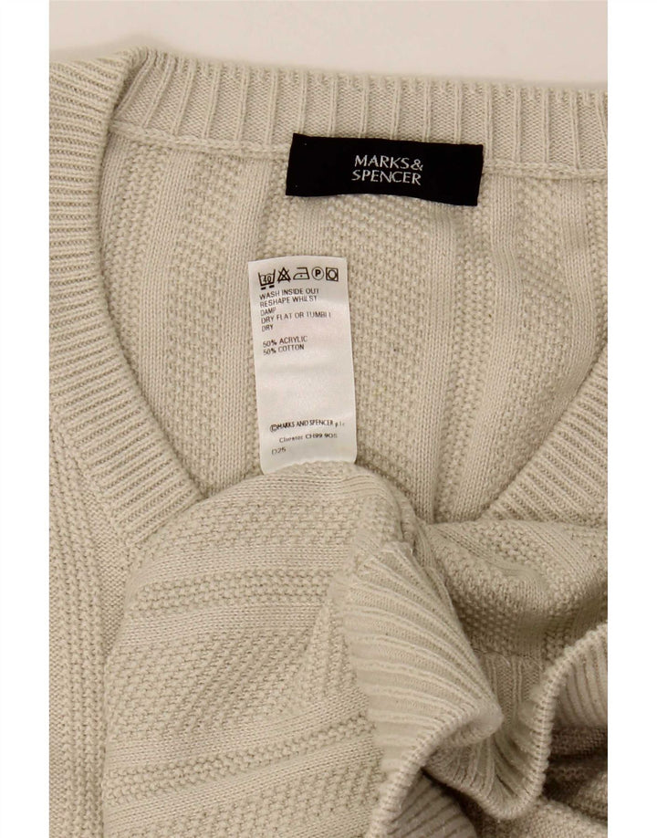 Maglione da uomo con scollo a V Marks & Spencer grande acrilico beige