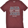 JACK & JONES Mens Graphic T-Shirt Top Small Burgundy Cotton | Vintage Jack & Jones | Thrift | Second-Hand Jack & Jones | Used Clothing | Messina Hembry 