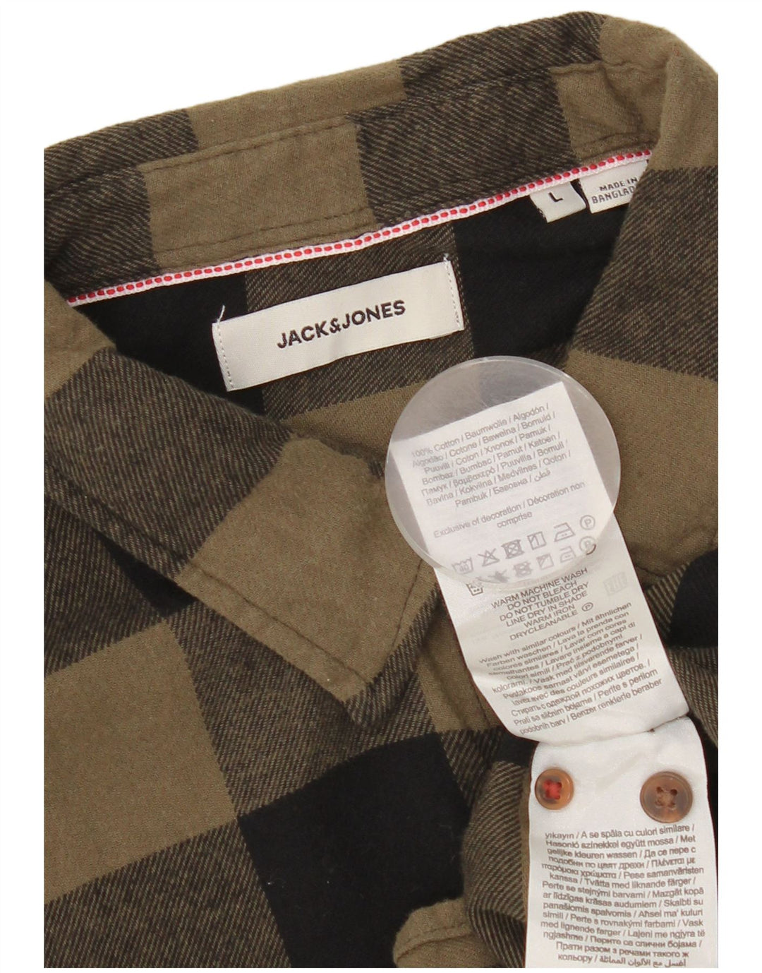 Jack & Jones Camicia da uomo in flanella grande cotone a quadretti kaki