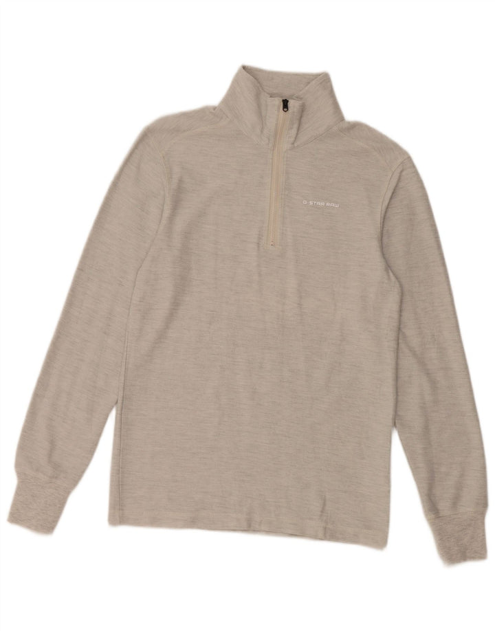 Top con zip da uomo G-Star a maniche lunghe in cotone chiazzato grigio piccolo