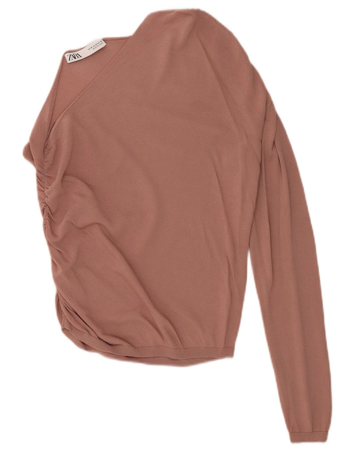Top monospalla da donna Zara UK 12 Viscosa rosa medio
