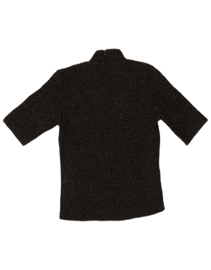 Top in camicetta da donna Zara UK 10 piccolo poliestere chiazzato nero
