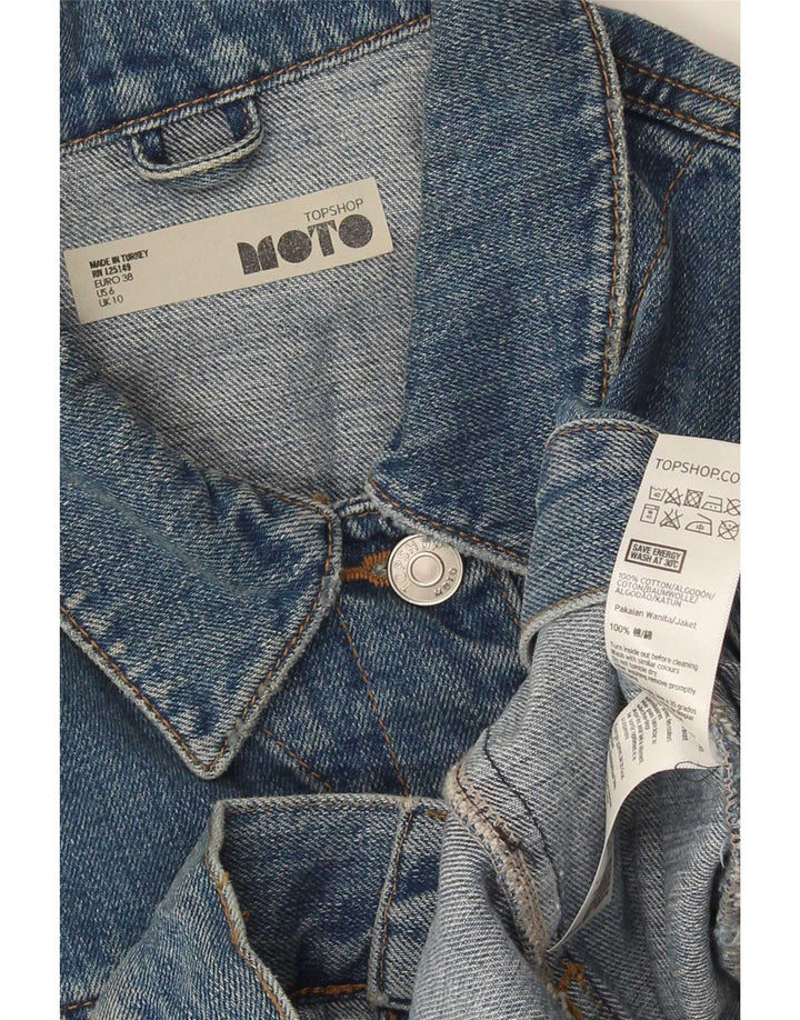 Giacca in denim da donna Topshop UK 10 piccolo cotone blu