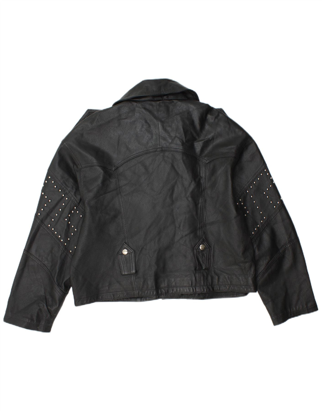 Giacca da motociclista in pelle corta da donna Front Line UK 14 Grande pelle nera