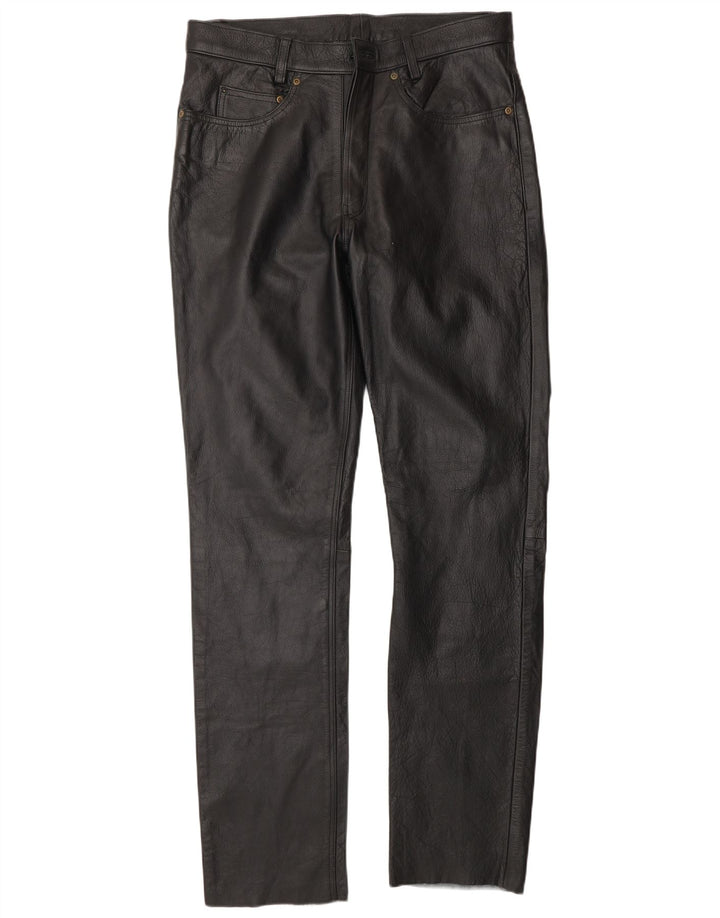 Pantaloni in pelle vintage da uomo W34 L34 neri