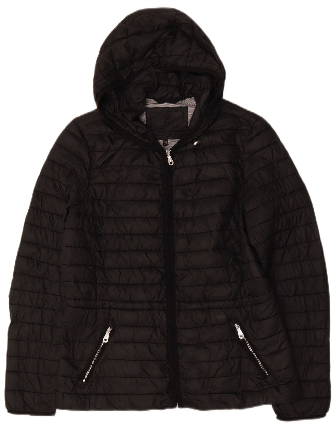 Giacca imbottita con cappuccio da donna Massimo Dutti UK 14 media nera