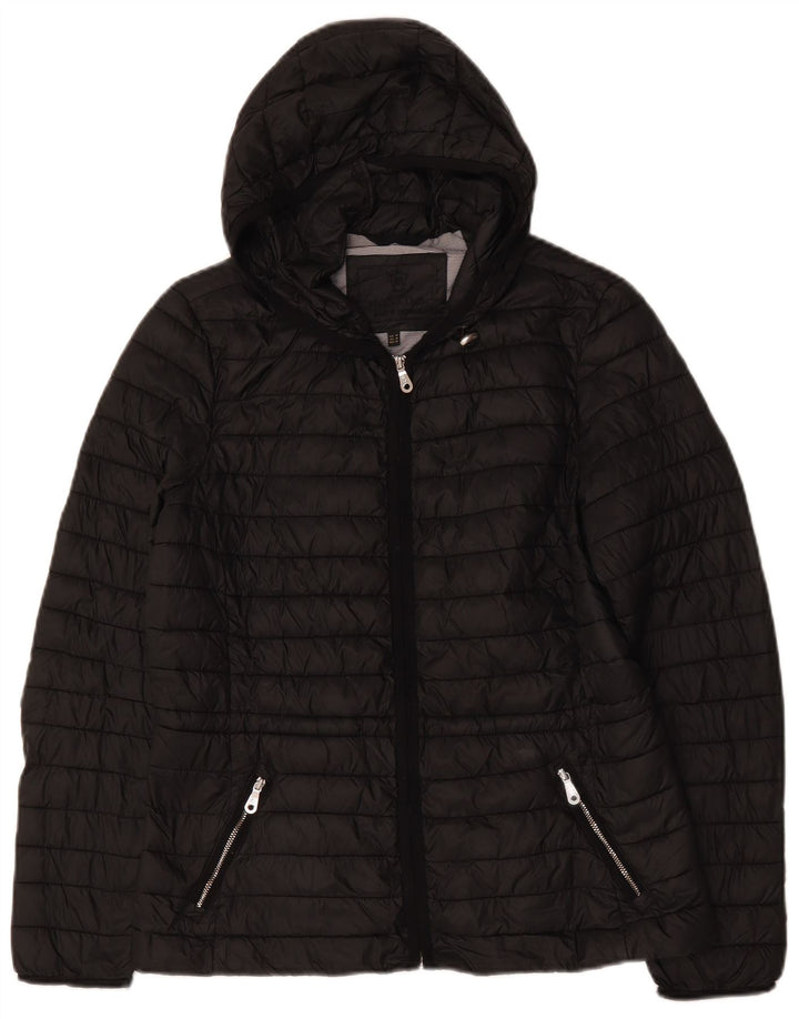 Giacca imbottita con cappuccio da donna Massimo Dutti UK 14 media nera