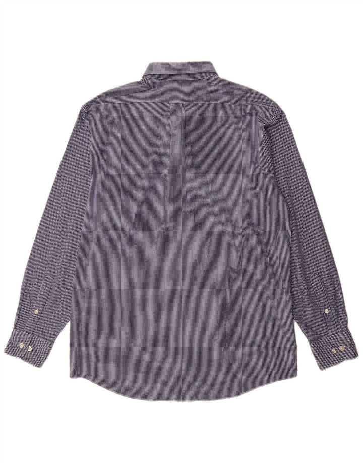 Camicia da uomo vestibilità regolare Chaps taglia 16 1/2 grande cotone a quadretti blu