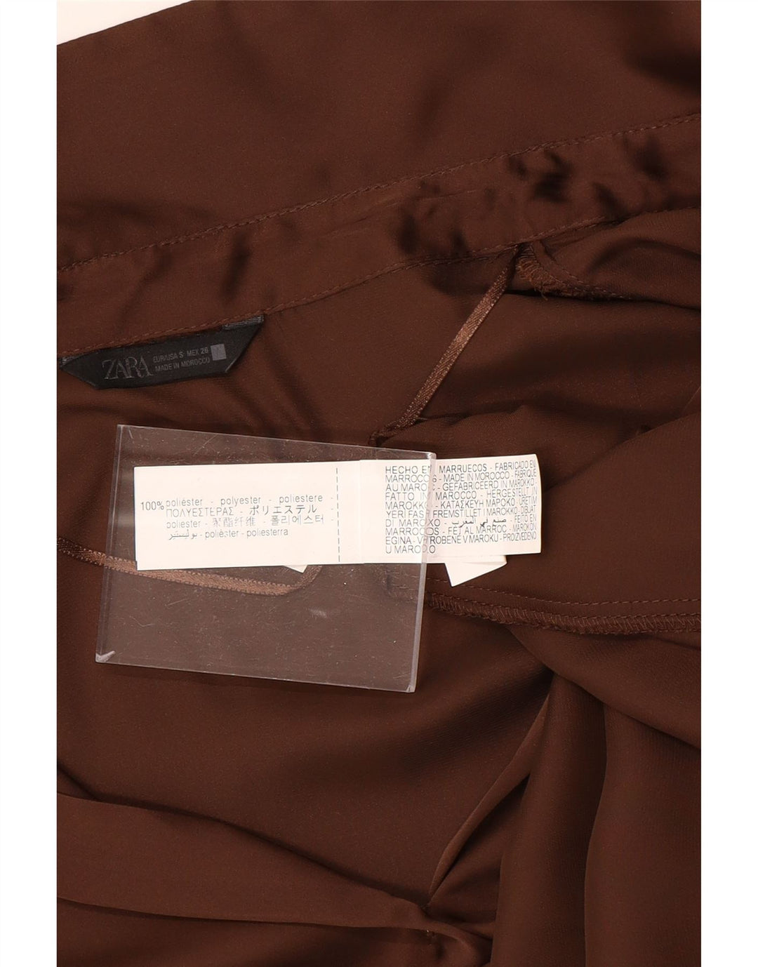 ZARA Camicetta Camicia Oversize da Donna UK 10 Piccola Marrone Poliestere