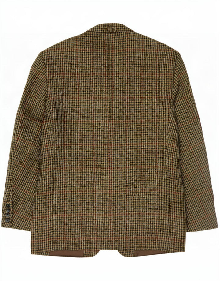 Caesar Giacca blazer da uomo a 2 bottoni UK 38 media kaki pied de poule classica
