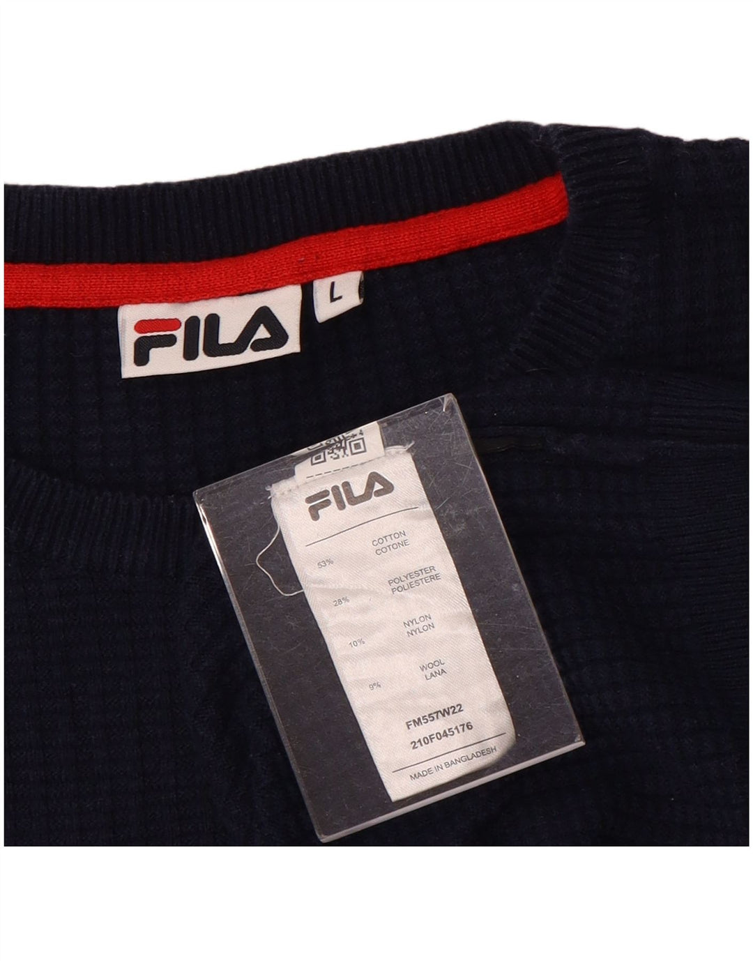 Maglione maglione girocollo da uomo FILA grande cotone blu navy