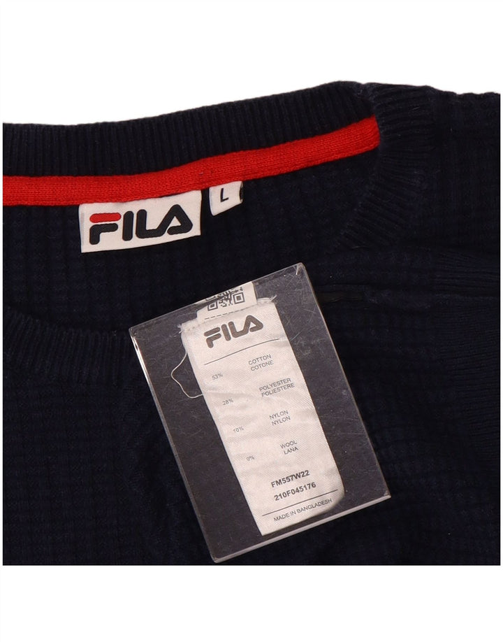 Maglione maglione girocollo da uomo FILA grande cotone blu navy