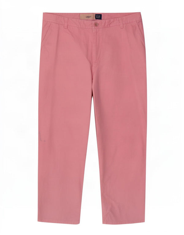 Pantaloni Capri dritti da donna a vita media Gap US 10 Large W30 L24 Cotone rosa
