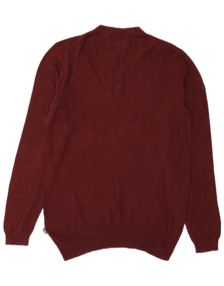 Maglione da uomo girocollo Superdry in cotone bordeaux medio