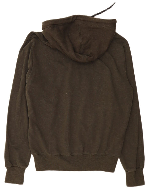 Maglione con cappuccio e zip da uomo SUPERDRY XL in cotone screziato kaki