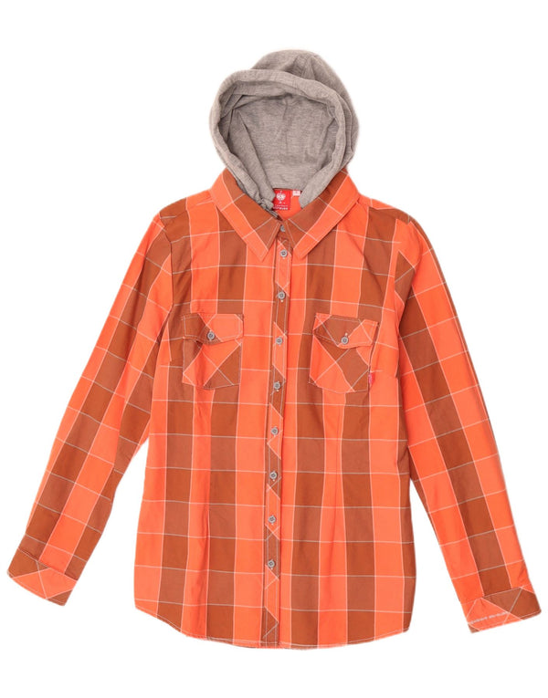 Engelbert Strauss Camicia da boscaiolo con cappuccio da donna UK 14 Grande quadretto arancione