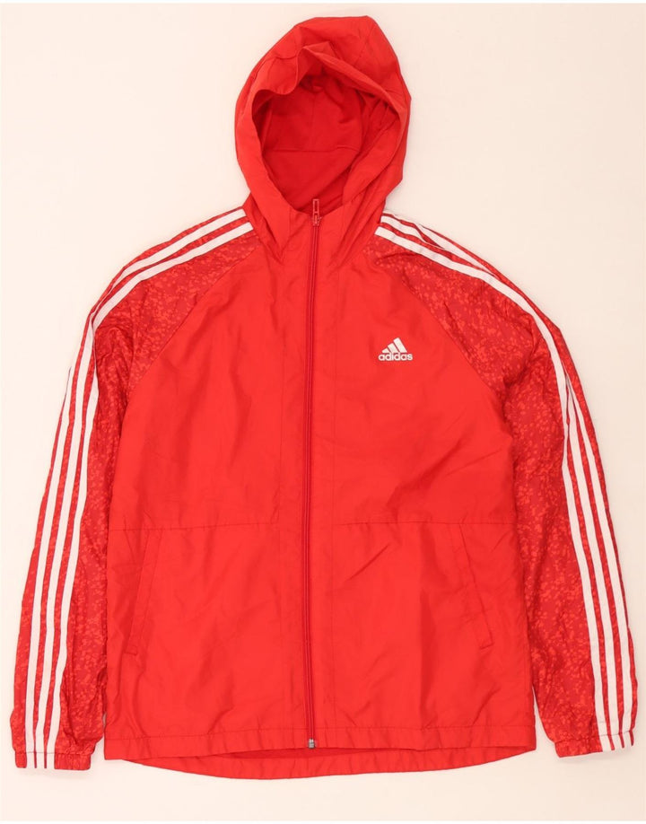 Giacca da ginnastica con cappuccio Adidas da ragazzo 15-16 anni in poliestere maculato rosso