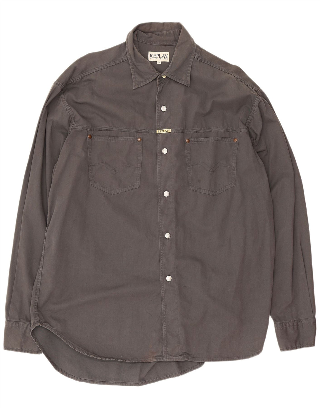 Camicia in denim da uomo Replay 2XL cotone grigio