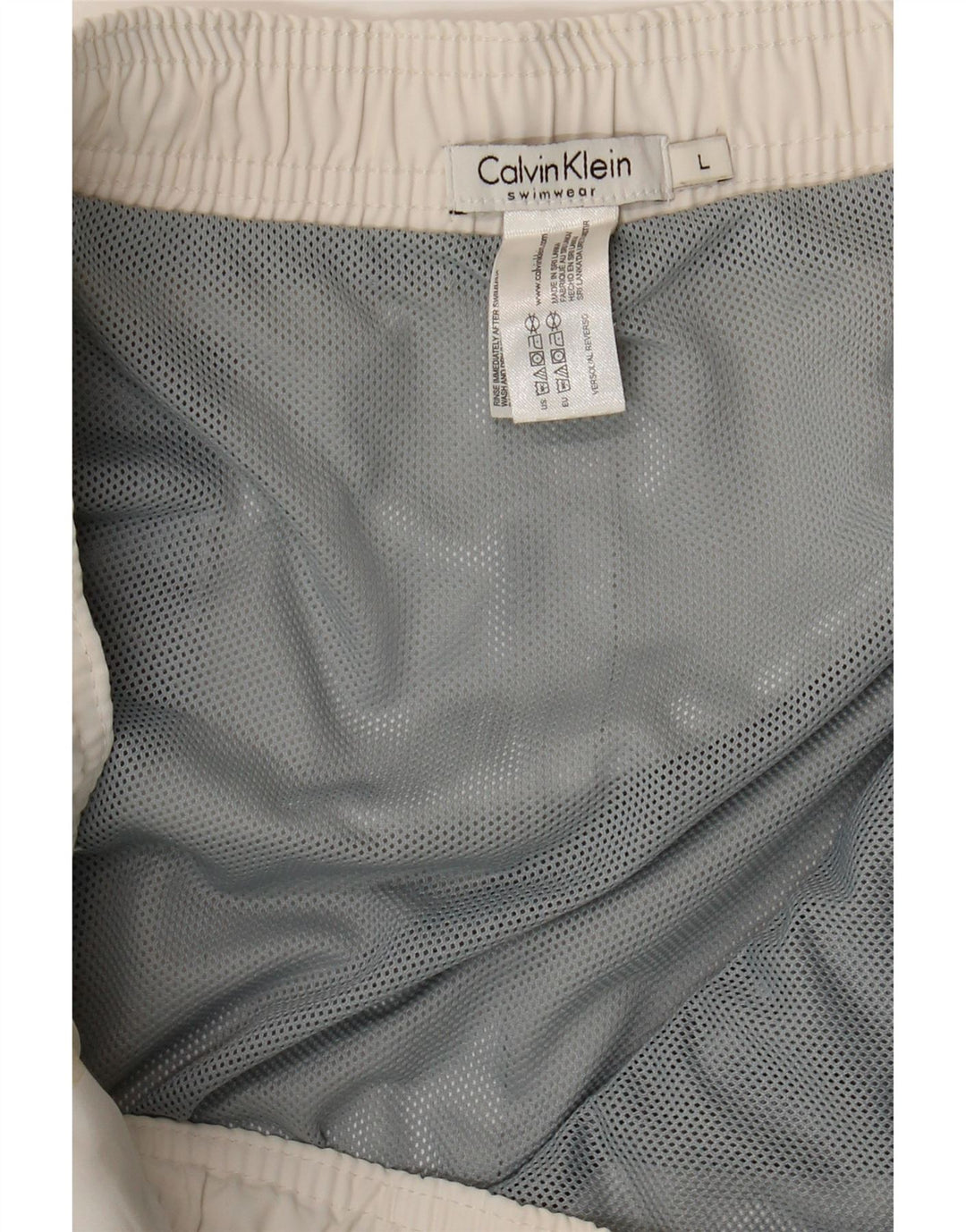 Pantaloncini da bagno grafici da uomo Calvin Klein grandi in poliestere bianco