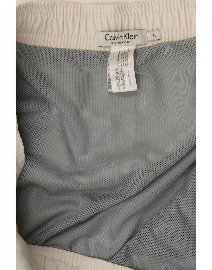 Pantaloncini da bagno grafici da uomo Calvin Klein grandi in poliestere bianco