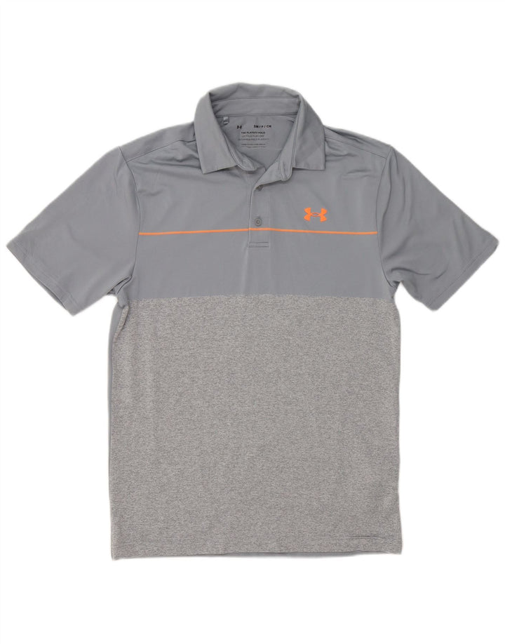 Polo da uomo Under Armour Small in poliestere color block grigio