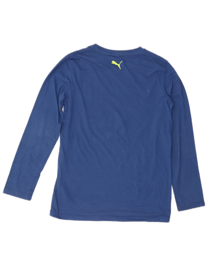 PUMA Top grafico da uomo a maniche lunghe piccolo in cotone blu
