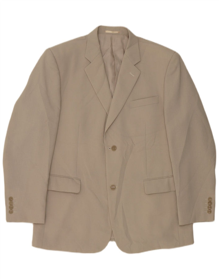 Giacca blazer vintage da uomo a 2 bottoni UK 44 2XL poliestere grigio