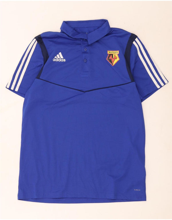 Adidas Uomo Watford F.C. Polo grande in poliestere color block blu