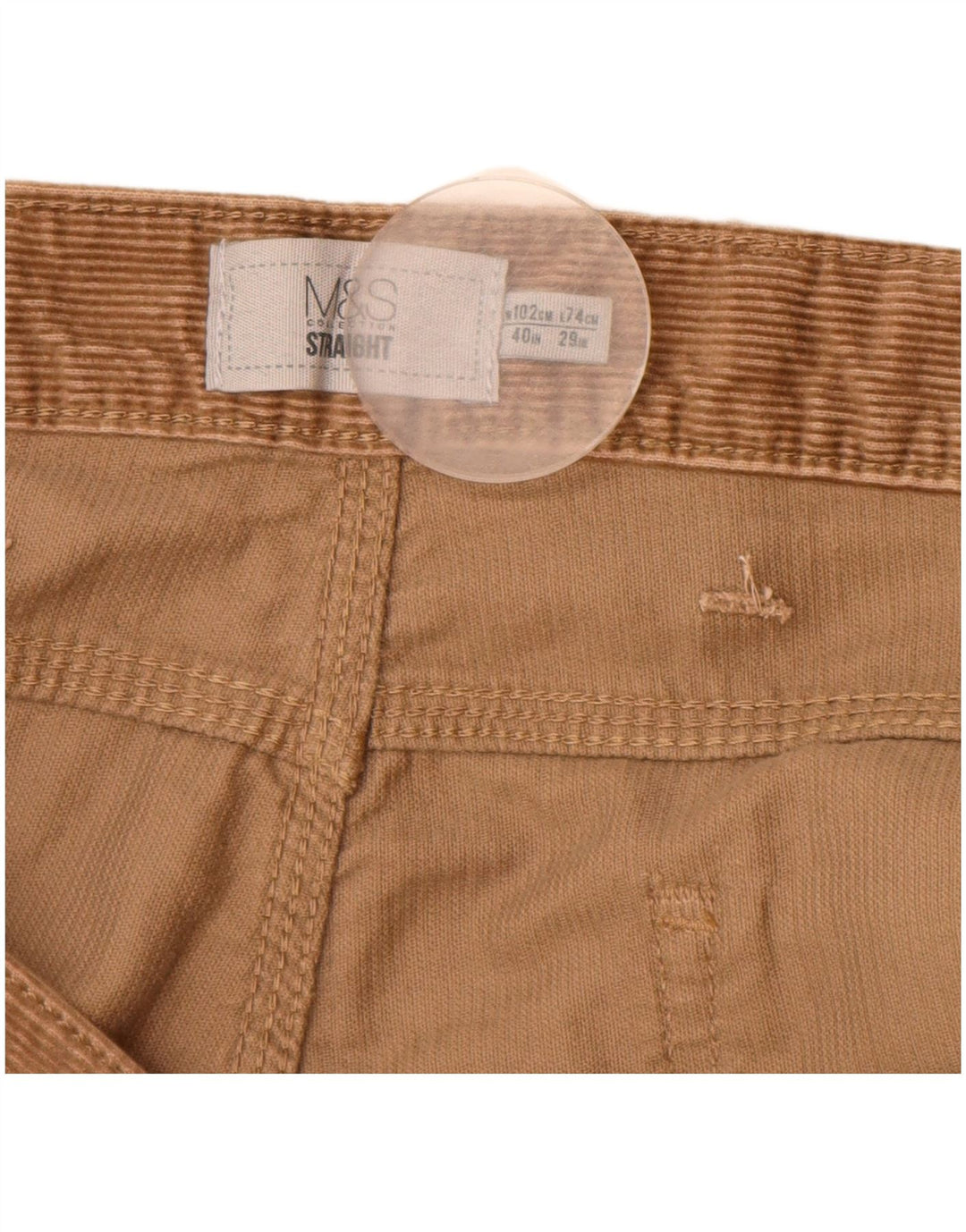 MARKS & SPENCER Pantaloni dritti da uomo in velluto a coste W40 L29 Cotone Beige