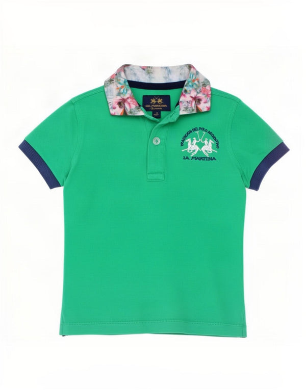 La Martina Baby Boys Graphic Rugby Polo Shirt 18-24 Months Green Floral