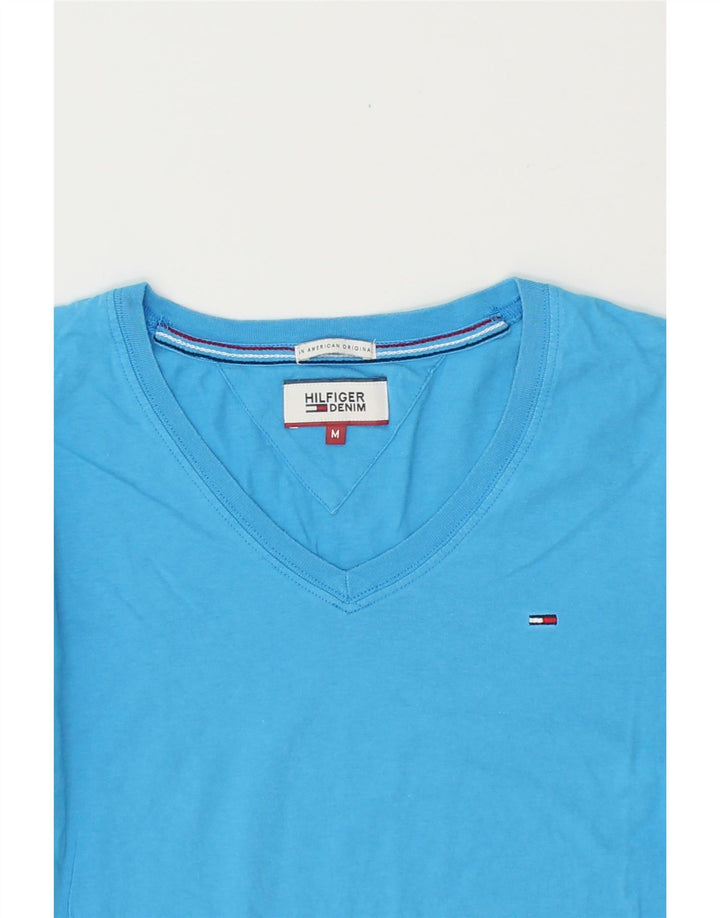 TOMMY HILFIGER Womens T-Shirt Top UK 14 Medium Blue Cotton Vintage Tommy Hilfiger and Second-Hand Tommy Hilfiger from Messina Hembry 