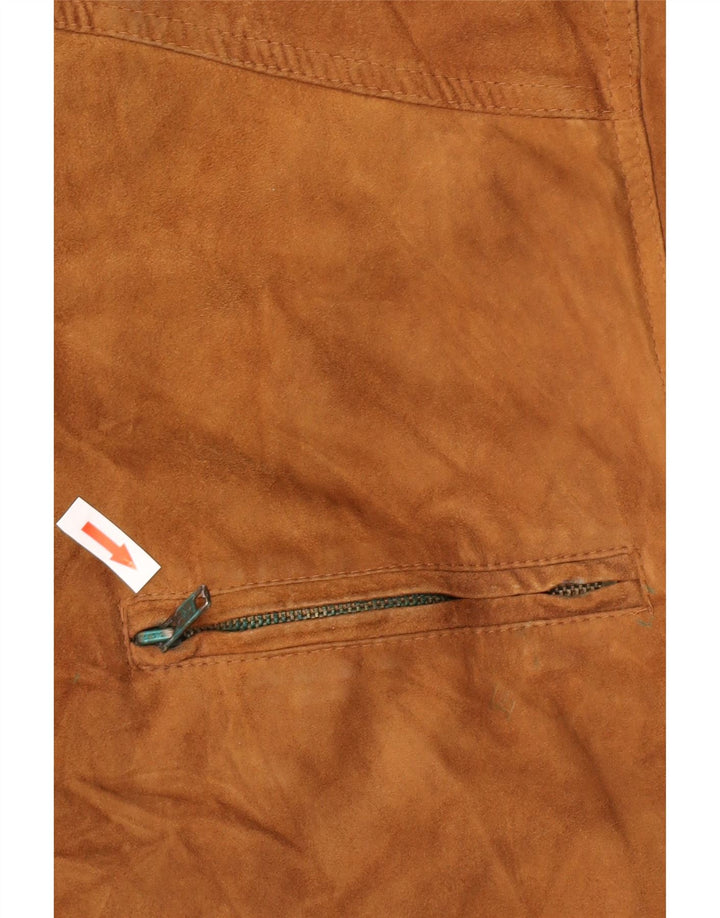 Giubbotto bomber in pelle scamosciata vintage da uomo UK 38 in pelle marrone medio