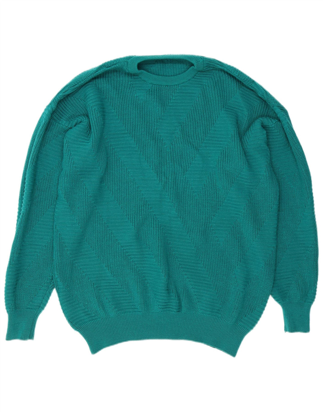 Maglione maglione girocollo da uomo vintage turchese medio