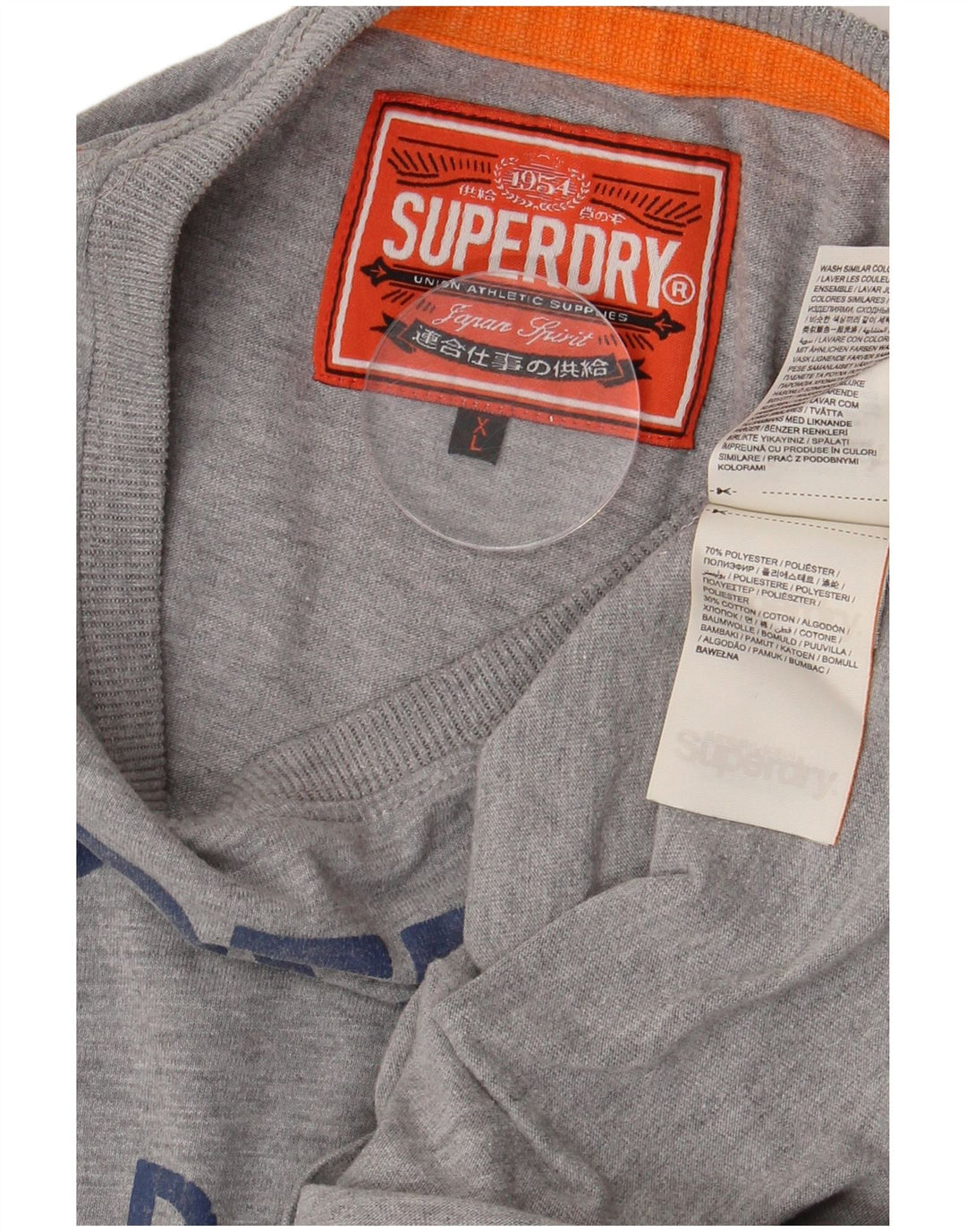 T-shirt grafica da uomo SUPERDRY Top XL in cotone chiazzato grigio