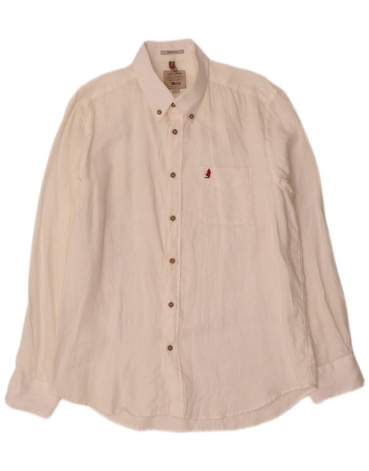 Camicia da uomo vestibilità regolare Marlboro Classics grande bianco sporco