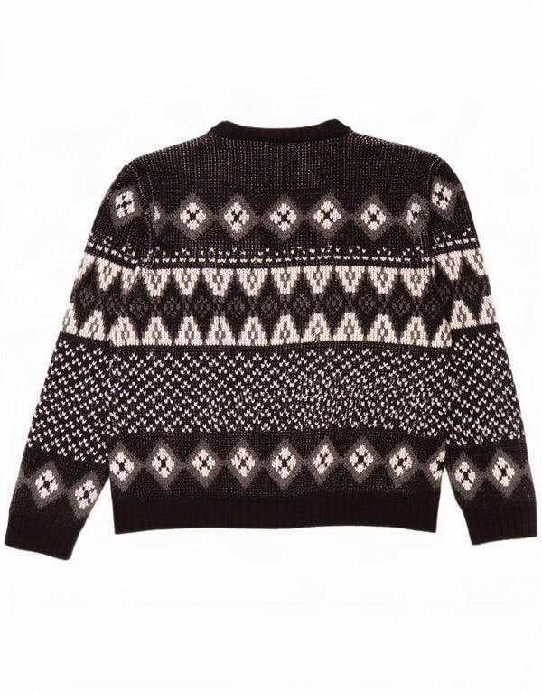 Maglione girocollo da uomo vintage IT 52/54 Large Black Fair Isle