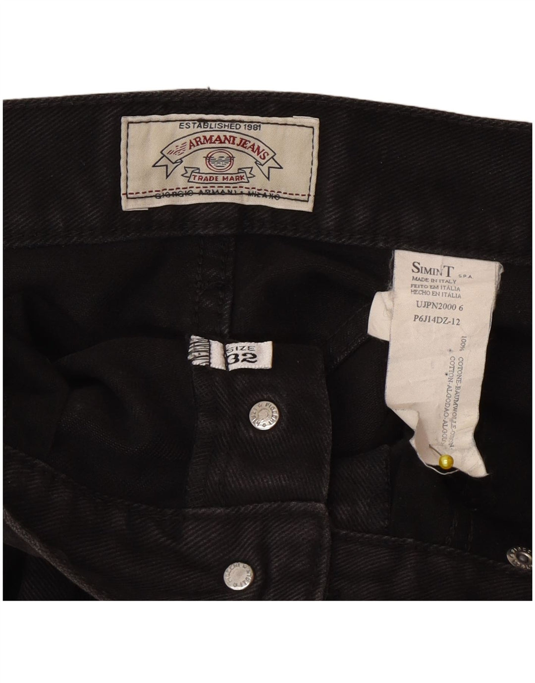 Jeans dritti da uomo Armani W32 L28 cotone nero