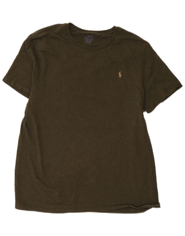 Polo Ralph Lauren T-shirt slim fit personalizzata da uomo Top 2XL cotone kaki